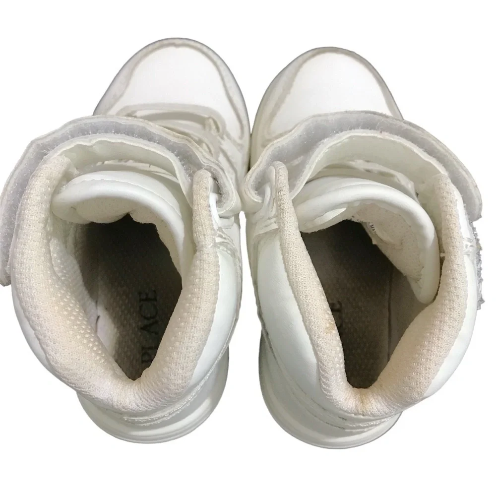 The Children’s Place White High Top Hook and Loop Lace Up Sneakers EUC